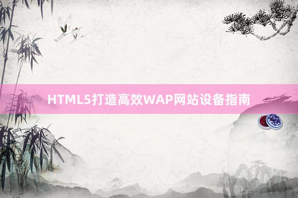 HTML5打造高效WAP网站设备指南